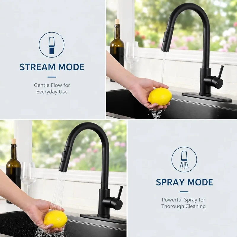 Badass Matte Black Kitchen Faucet With Pull Down Sprayer And High Arc Single Handle For Easy Sink Cleaning Plus Lead Free Stainless Steel Build That Seriously Outlasts The Competition