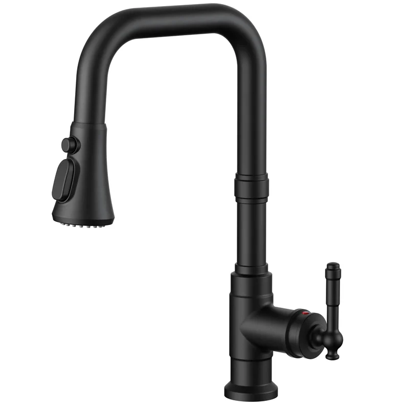 Badass Vintage Kitchen Sink Faucet Featuring A Smooth Pull Down Sprayer In Heavy Duty Matte Black Finish Perfect For Rustic Farmhouse Kitchen Setup And Swivel Spout Design Today