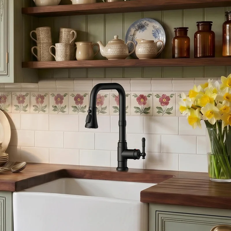 Badass Vintage Kitchen Sink Faucet Featuring A Smooth Pull Down Sprayer In Heavy Duty Matte Black Finish Perfect For Rustic Farmhouse Kitchen Setup And Swivel Spout Design Today
