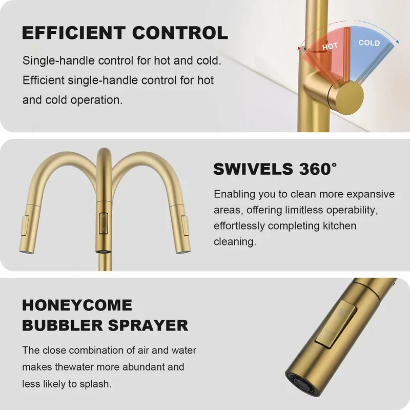 Game Changer Kitchen Sink Faucet With Slick Pull Down Sprayer In Vintage Brushed Gold And Heavy Duty 304 Steel, Easy Glide Rotation, Totally Built Different For A Stress Free Daily Grind