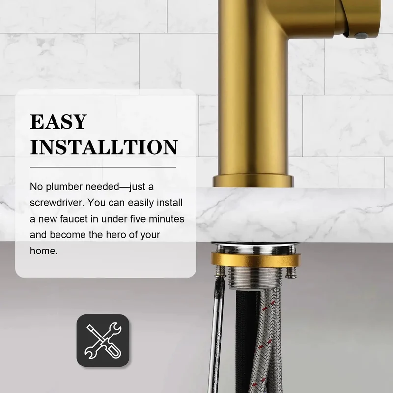 Game Changer Kitchen Sink Faucet With Slick Pull Down Sprayer In Vintage Brushed Gold And Heavy Duty 304 Steel, Easy Glide Rotation, Totally Built Different For A Stress Free Daily Grind