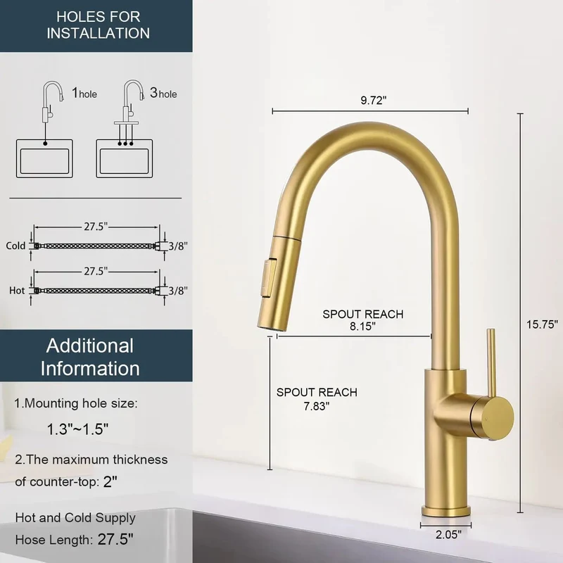 Game Changer Kitchen Sink Faucet With Slick Pull Down Sprayer In Vintage Brushed Gold And Heavy Duty 304 Steel, Easy Glide Rotation, Totally Built Different For A Stress Free Daily Grind