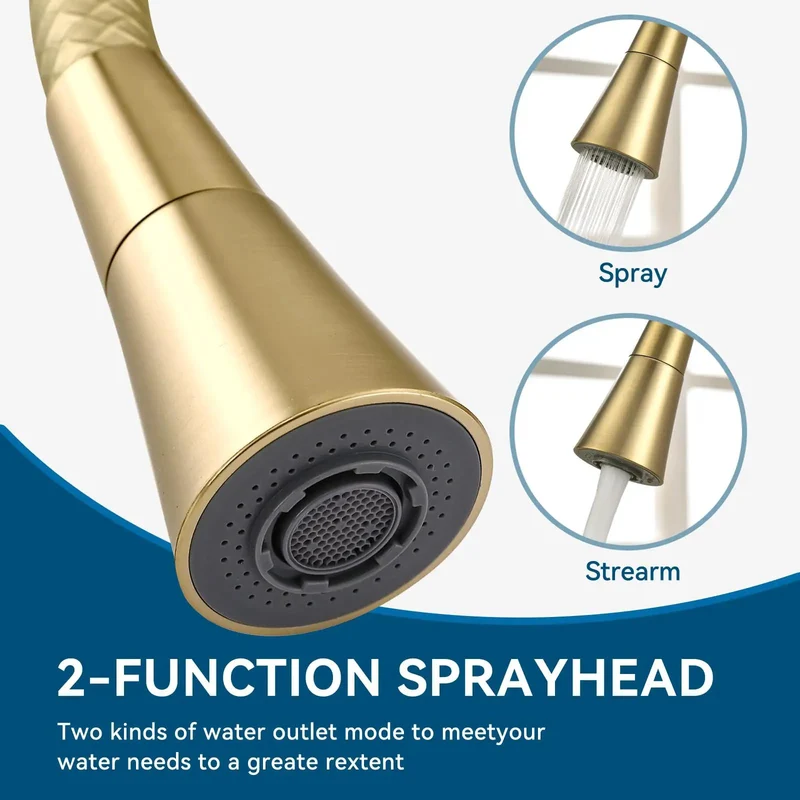 Heavy Duty 360 Swivel Kitchen Faucet With Slick Pull Down Design And Hella Durable Reinforced Silicone Hose Rock Solid Leak Proof Base For Sink Rv Laundry Outdoor In Top Shelf Gold Finish