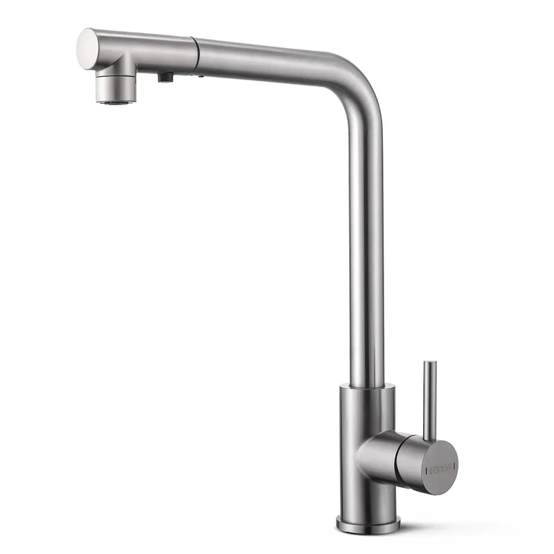 Rock Solid Tall Stainless Steel Kitchen Faucet With Pull Out Sprayer And 360 Degree Swivel Single Handle Design For Farmhouse Bar Laundry And RV Heavy Duty 304 Steel Construction Effortless Cleaning Power Smooth Flow Control Durable Pex Hose