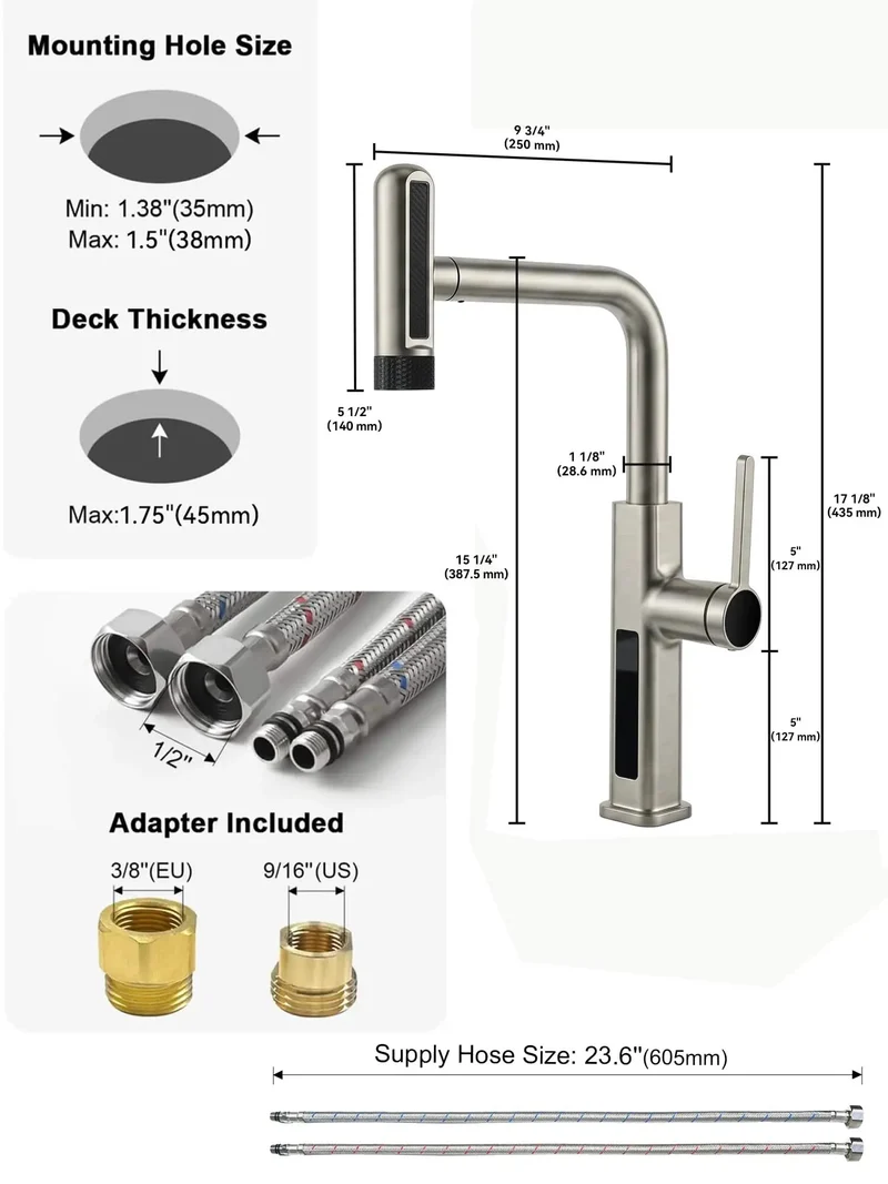 Zero Mess Touchless Kitchen Faucet Featuring Reliable Hand Wave Motion Sensor And Six Versatile Flow Modes Alongside Slick Pull Out Spray Head Plus Easy DIY Hookup And Battery Free Temp Indicator In Classic Brushed Nickel