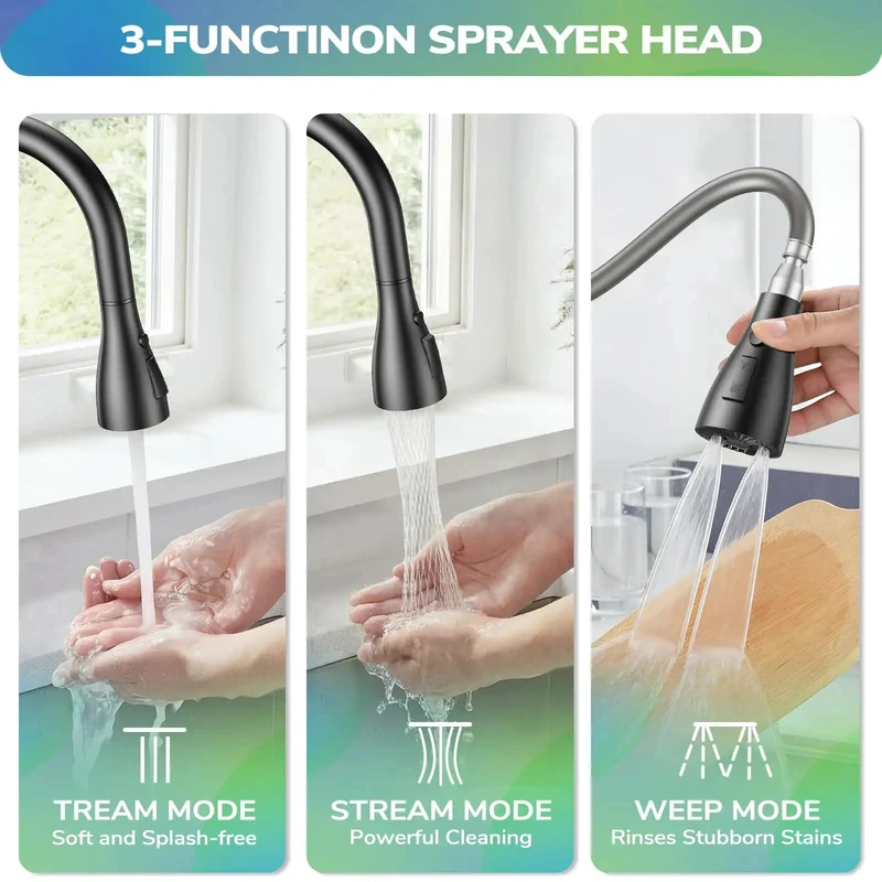 Top Tier Matte Black Wall Mount Kitchen Faucet Featuring Slick Pull Down Sprayer Dual Handles 360 Swivel Nozzle No Sweat Quick Install Built To Kick Butt In Any Kitchen