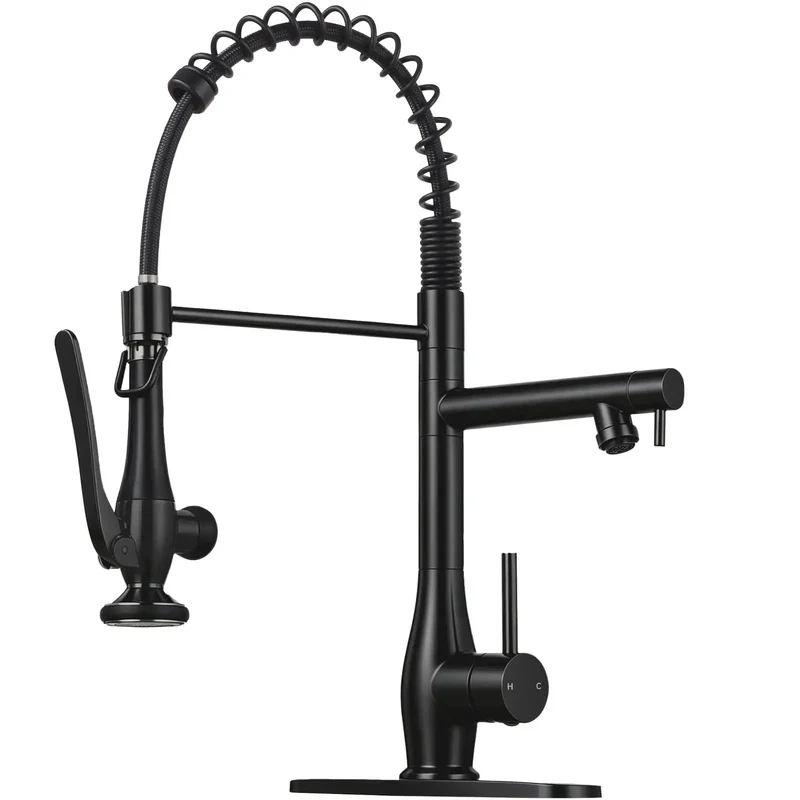 Top Tier Modern Dual Spray Kitchen Faucet With Pull Down Sprayer And Matte Black Finish Heavy Duty 304 Stainless Steel For High Pressure Rinse And Quick Fill Upgrade Your Kitchen Setup No Cap Premium And Rock Solid