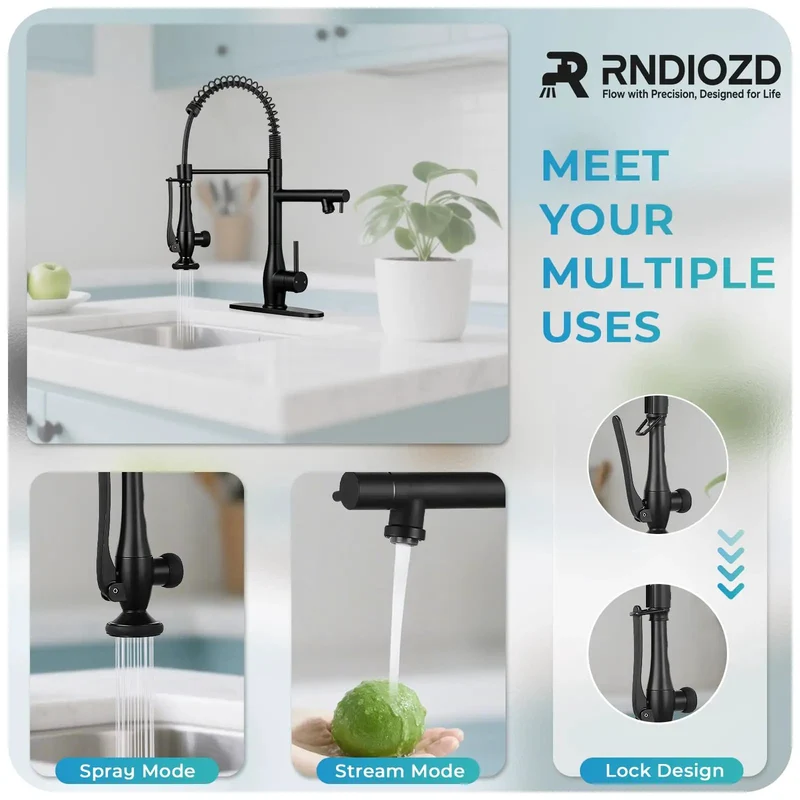 Top Tier Modern Dual Spray Kitchen Faucet With Pull Down Sprayer And Matte Black Finish Heavy Duty 304 Stainless Steel For High Pressure Rinse And Quick Fill Upgrade Your Kitchen Setup No Cap Premium And Rock Solid