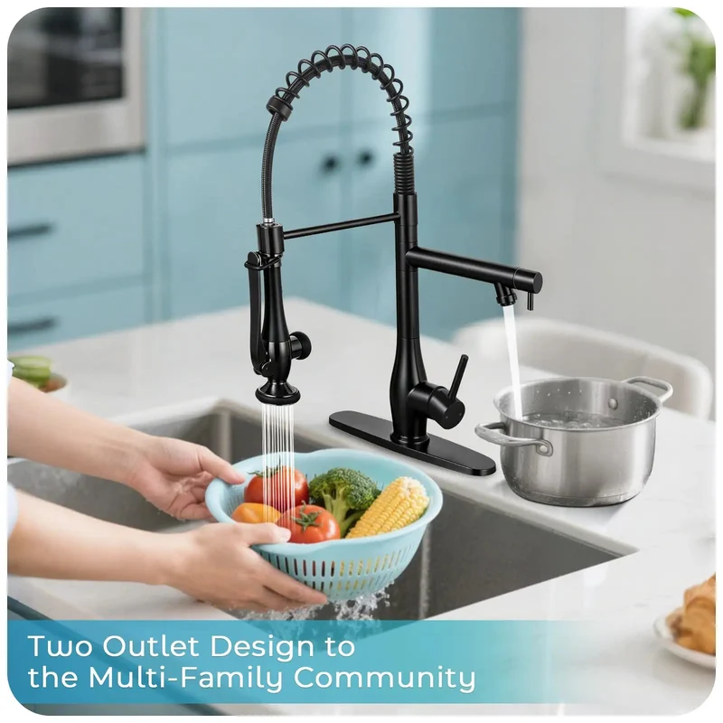 Top Tier Modern Dual Spray Kitchen Faucet With Pull Down Sprayer And Matte Black Finish Heavy Duty 304 Stainless Steel For High Pressure Rinse And Quick Fill Upgrade Your Kitchen Setup No Cap Premium And Rock Solid