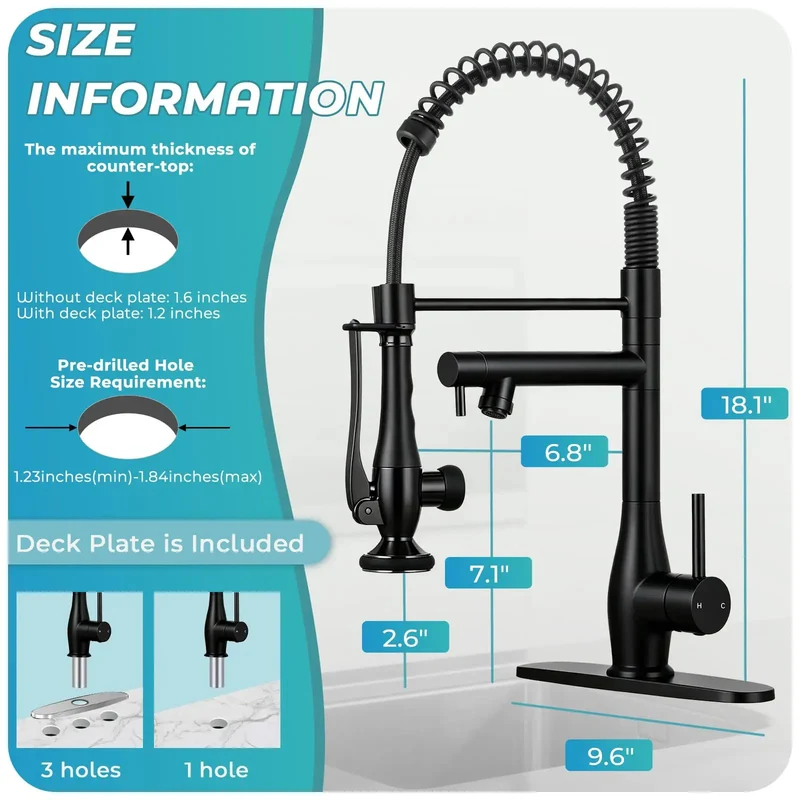 Top Tier Modern Dual Spray Kitchen Faucet With Pull Down Sprayer And Matte Black Finish Heavy Duty 304 Stainless Steel For High Pressure Rinse And Quick Fill Upgrade Your Kitchen Setup No Cap Premium And Rock Solid