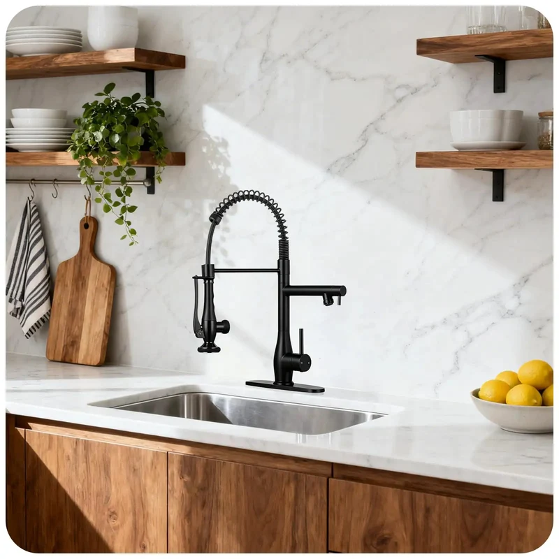 Top Tier Modern Dual Spray Kitchen Faucet With Pull Down Sprayer And Matte Black Finish Heavy Duty 304 Stainless Steel For High Pressure Rinse And Quick Fill Upgrade Your Kitchen Setup No Cap Premium And Rock Solid