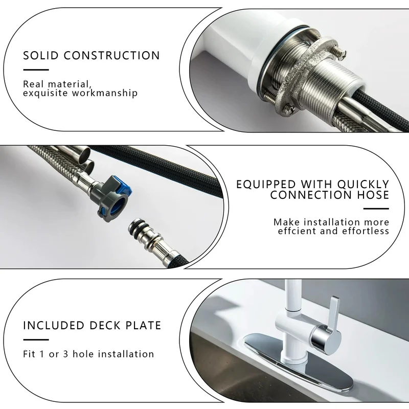 Slick White Utility Sink Faucet With Pull Down Sprayer Offering Smooth Swivel Reach And Kickass Dual Spray Modes A Hella Solid Setup Perfect For Laundry Rooms Or Garage Or Rv Installations Fits One Or Three Hole Bases Effortlessly