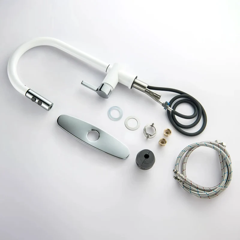 Slick White Utility Sink Faucet With Pull Down Sprayer Offering Smooth Swivel Reach And Kickass Dual Spray Modes A Hella Solid Setup Perfect For Laundry Rooms Or Garage Or Rv Installations Fits One Or Three Hole Bases Effortlessly