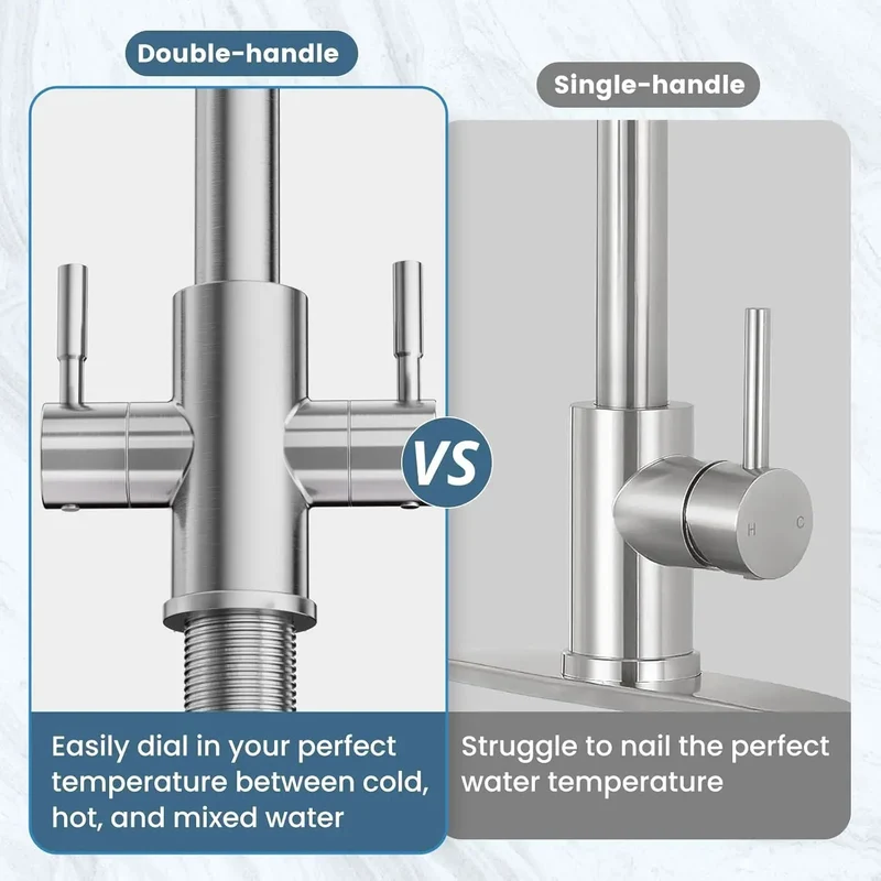 Brushed Nickel Kitchen Faucet Pull Down Sprayer Dual Handles High Arc Stainless Steel Gravity Ball Smooth Retract Heavy Duty Beefy Build Glides Easy Cleanup Boss Gear Perfect For Any Rv Laundry Or Bar Sink Setup