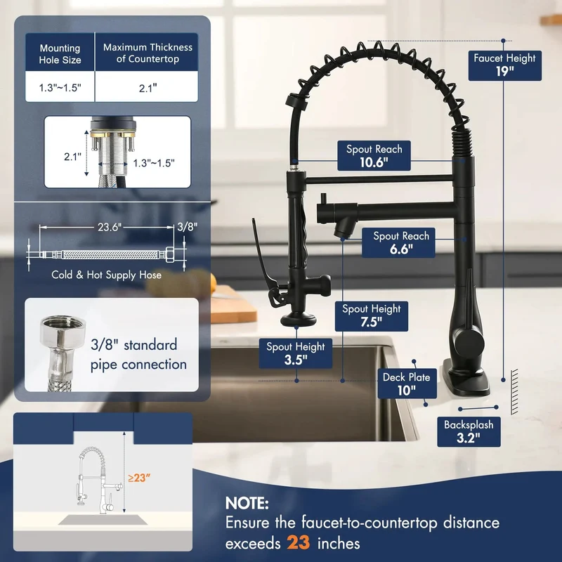 Heavy Duty Matte Black Commercial Kitchen Faucet With Pull Down Sprayer And True 360 Degree Swivel Built Like A Tank For Pro Environments Featuring Dual Spray And Stream Modes That Make Cleaning No Sweat