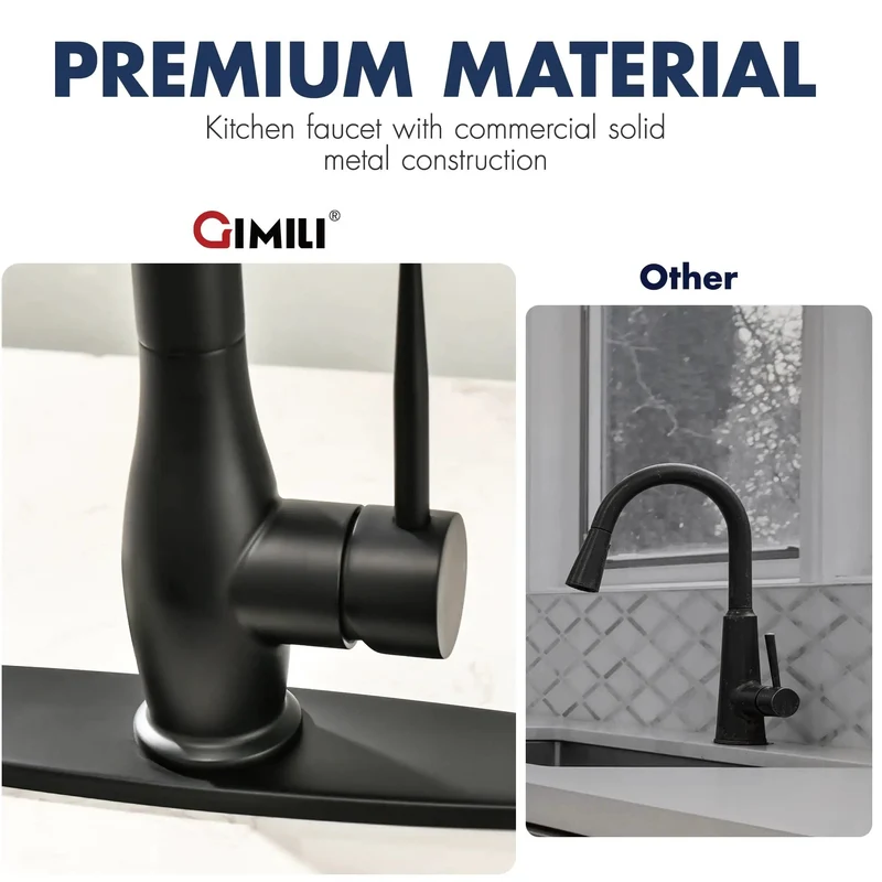 Heavy Duty Matte Black Commercial Kitchen Faucet With Pull Down Sprayer And True 360 Degree Swivel Built Like A Tank For Pro Environments Featuring Dual Spray And Stream Modes That Make Cleaning No Sweat