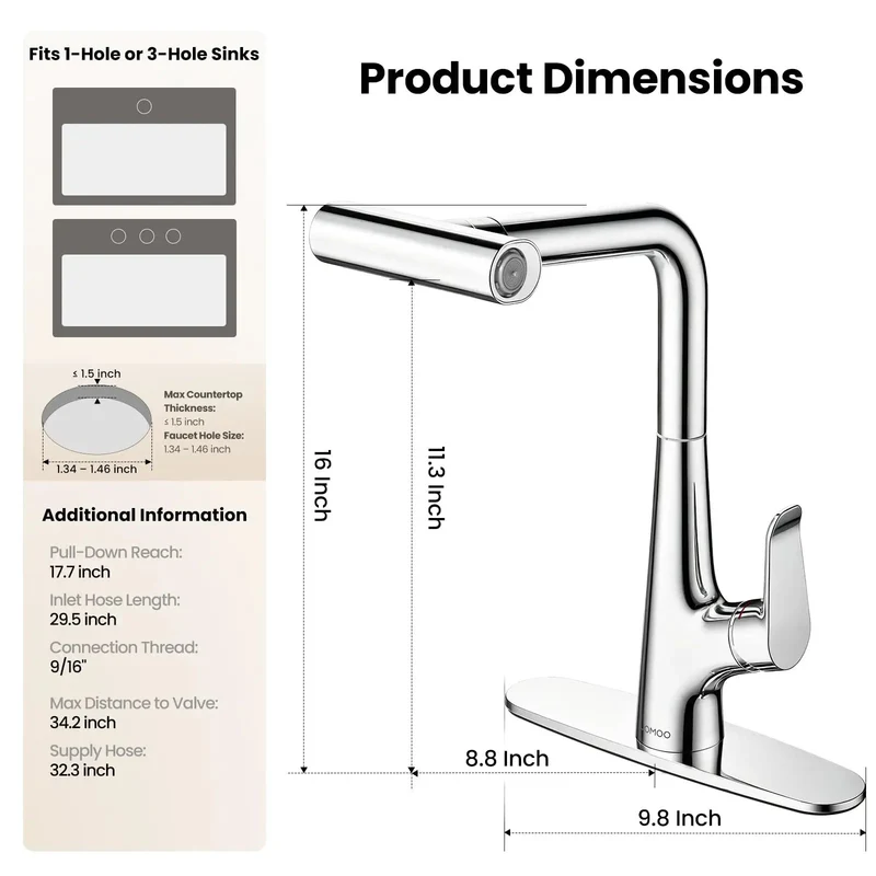 Built Tough Waterfall Kitchen Faucet With Dead Simple Pull Down Sprayer And Single Handle Chrome Finish For Zero Hassle Daily Sink Deep Cleaning Tasks
