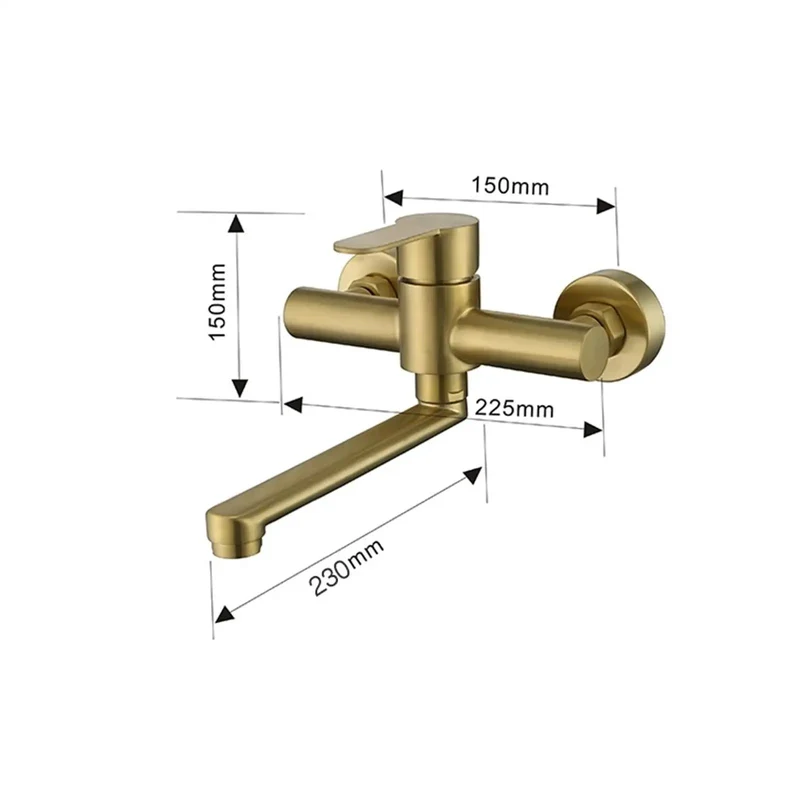 Top Shelf Wall Mounted Kitchen Faucet Featuring 180 Degree Swivel Spout And Separate Hot Cold Handles. Built Tough From Brushed Nickel For Effortless Cleaning And A Crisp Contemporary Vibe Over Any Sink.