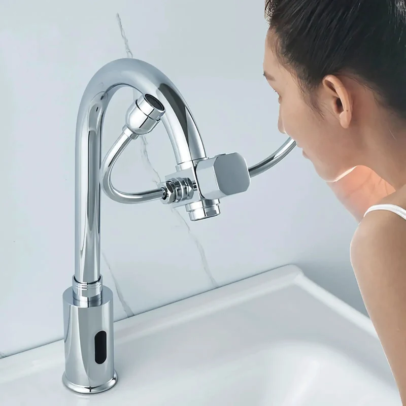Hassle Free Touchless Induction Faucet With Integrated Eyewash And Rock Solid 360 Degree Rotating Spout For A Killer Hygiene Setup In Medical Labs And Hospital Washrooms Plus Industrial Warehouses