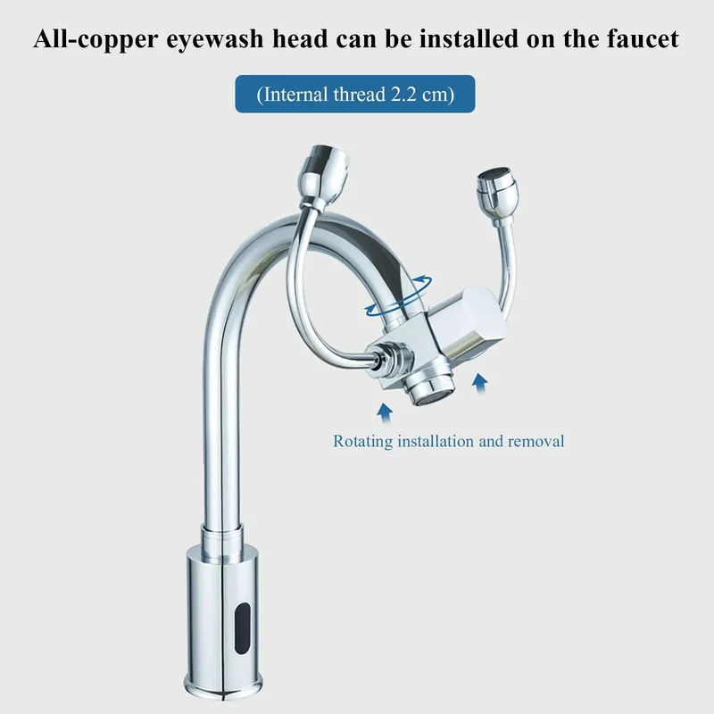 Hassle Free Touchless Induction Faucet With Integrated Eyewash And Rock Solid 360 Degree Rotating Spout For A Killer Hygiene Setup In Medical Labs And Hospital Washrooms Plus Industrial Warehouses