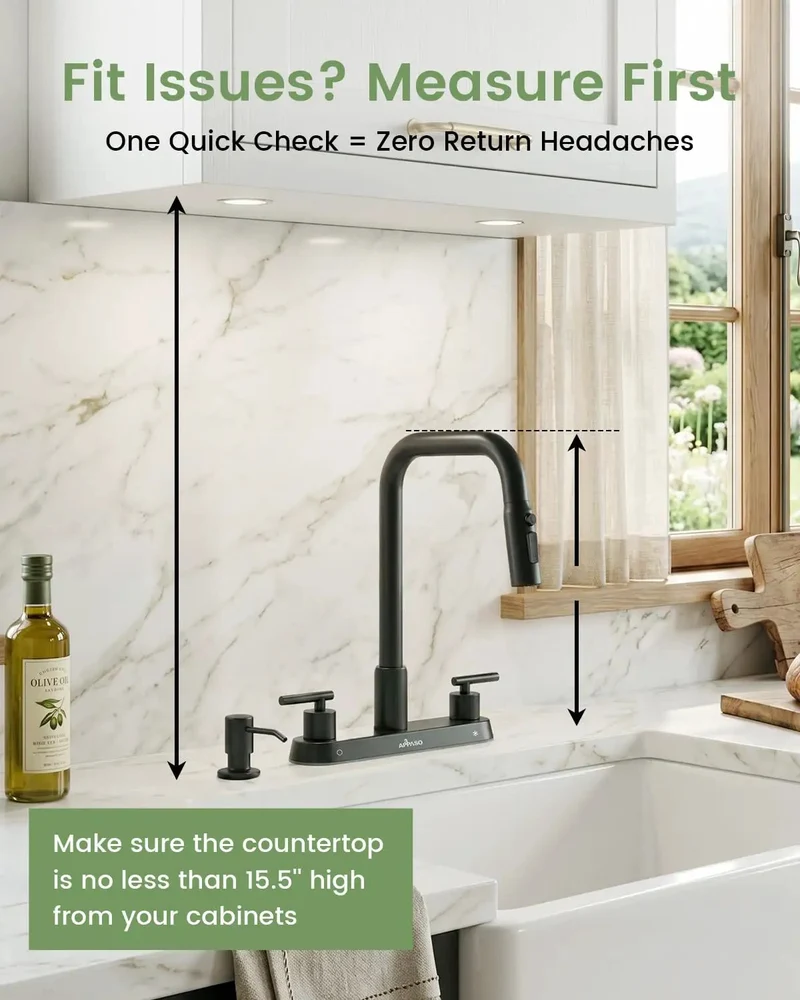 Heavy Duty Matte Black Kitchen Faucet With Dual Handle And Pull Down Sprayer Featuring 3 Function Spray Modes Stream Sweep And Mist Plus Integrated Soap Dispenser For 4 Post Deck Mount Upgrade Your Sink Game For Easy Install And Premium Finish
