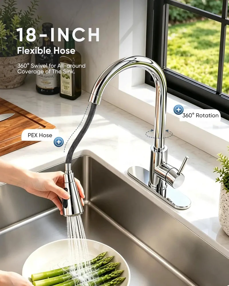 Heavy Duty High Arc Kitchen Faucet With Pull Down Sprayer Three Mode Single Handle Sink Faucet No Sweat Install Solid Stainless Steel Top Shelf Upgrade For Everyday Kitchen Tasks