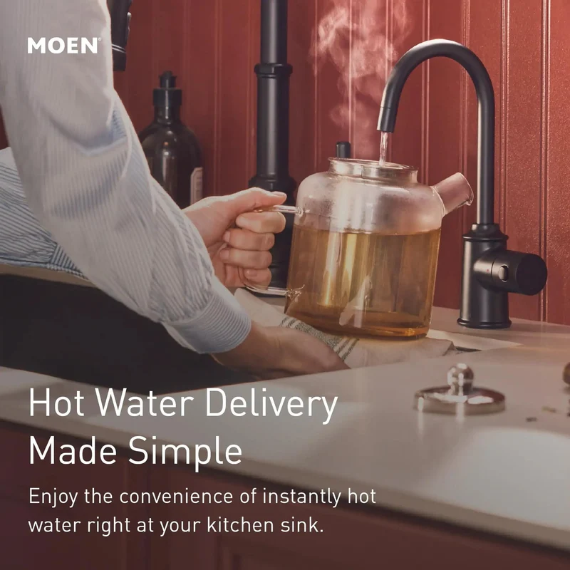 Instant Hot Kitchen Faucet Featuring Slick Spot Resist Stainless Finish And Insulated Spout Design For Hassle Free Hands Free Dispensing And Quick Kitchen Cleanup While Water Heater Tank Sold Separately