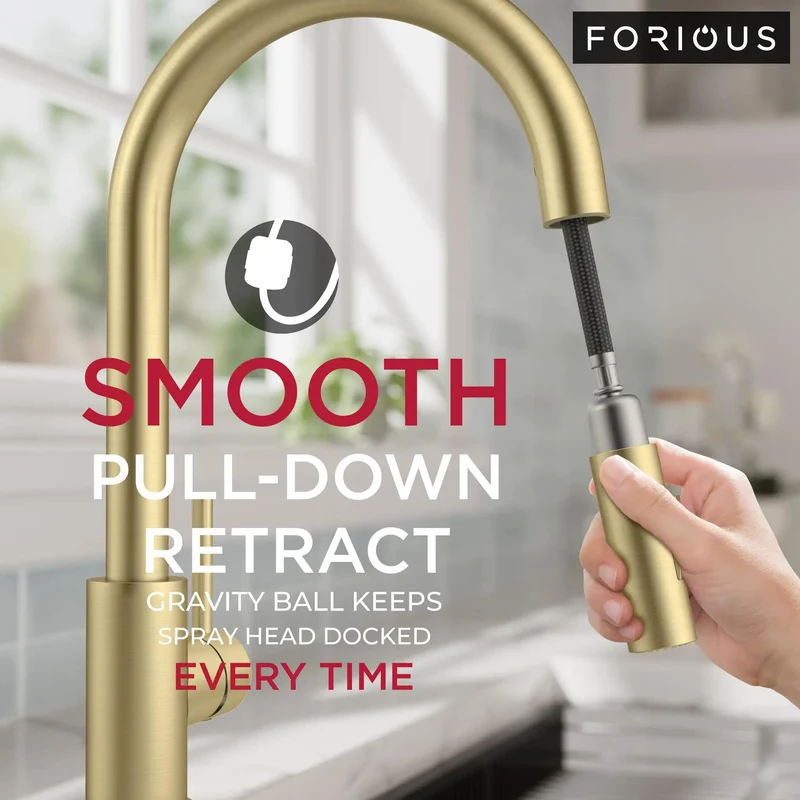 Modern Gold Touch Kitchen Faucet With Pull Down Sprayer Single Hole Sink Mount Featuring Slick Tap Sensor And Auto Shutoff For Smooth Hassle Free Upgrade