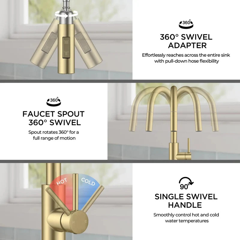 Modern Gold Touch Kitchen Faucet With Pull Down Sprayer Single Hole Sink Mount Featuring Slick Tap Sensor And Auto Shutoff For Smooth Hassle Free Upgrade