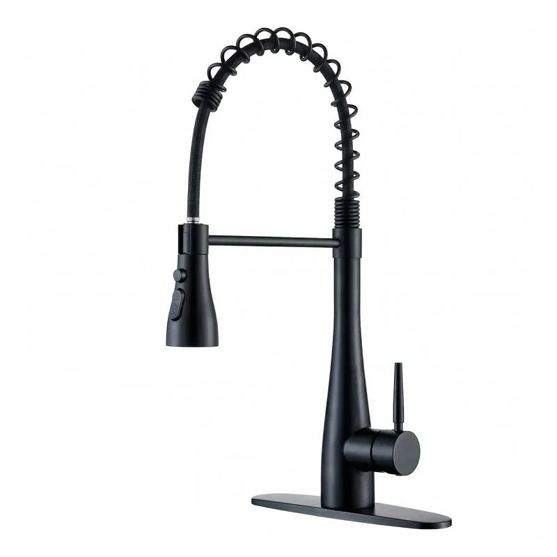 Top Tier Single Handle Kitchen Faucet With Pull Down Sprayer Matte Black Lead Free Stainless Steel For Farmhouse Laundry Rv Or Sink Delivering Slick 360 Swivel And Zero Drip Performance For Easy Daily Use