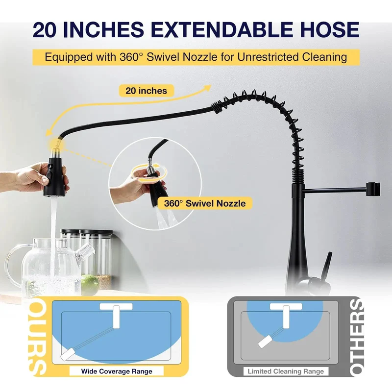 Top Tier Single Handle Kitchen Faucet With Pull Down Sprayer Matte Black Lead Free Stainless Steel For Farmhouse Laundry Rv Or Sink Delivering Slick 360 Swivel And Zero Drip Performance For Easy Daily Use