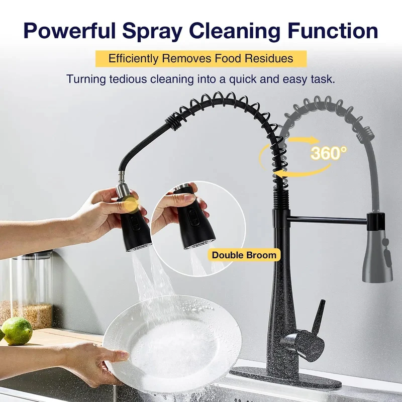Top Tier Single Handle Kitchen Faucet With Pull Down Sprayer Matte Black Lead Free Stainless Steel For Farmhouse Laundry Rv Or Sink Delivering Slick 360 Swivel And Zero Drip Performance For Easy Daily Use