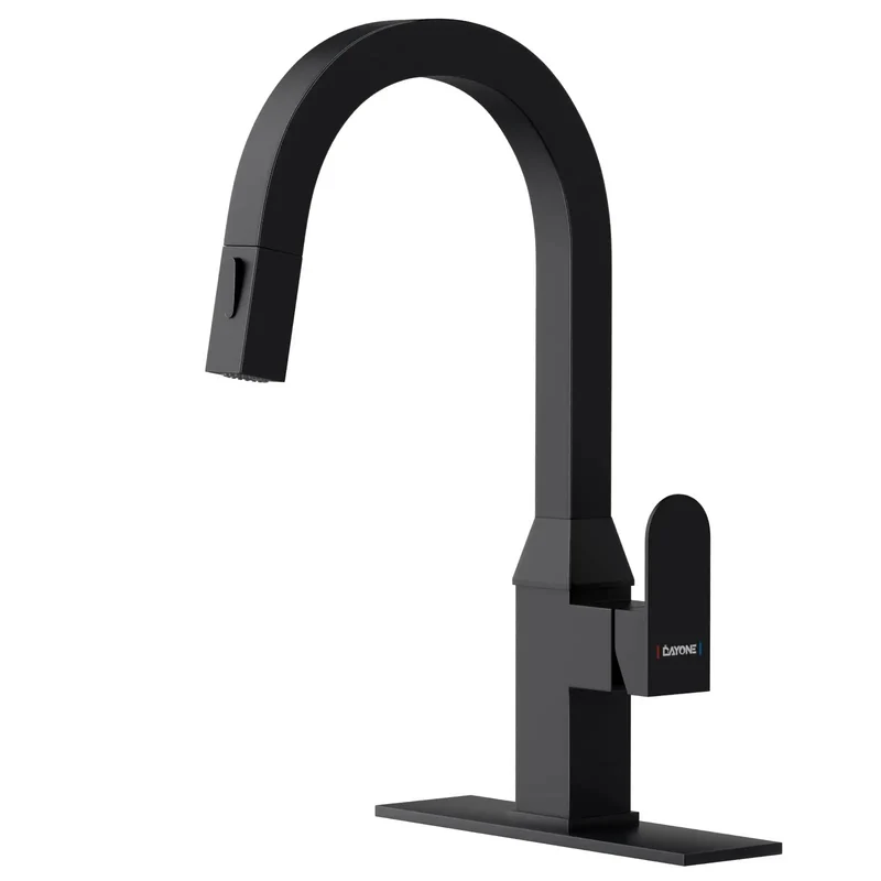 Top Shelf Black Square Kitchen Faucet Pull Down Sprayer Two Mode Flow 360 Swivel Fits Bar Rv Sinks Built Tough 304 Stainless Steel Smooth Operator Modern Design
