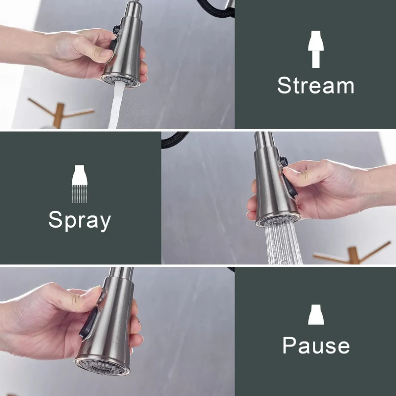 Built Tough High Arc Kitchen Faucet With Integrated Glass Rinser And Pull Out Sprayer Single Handle Sink Mixer Full Rotation Brushed Nickel Finish Zero Sweat Setup Smooth Water Pressure For Your Everyday Kitchen Routine