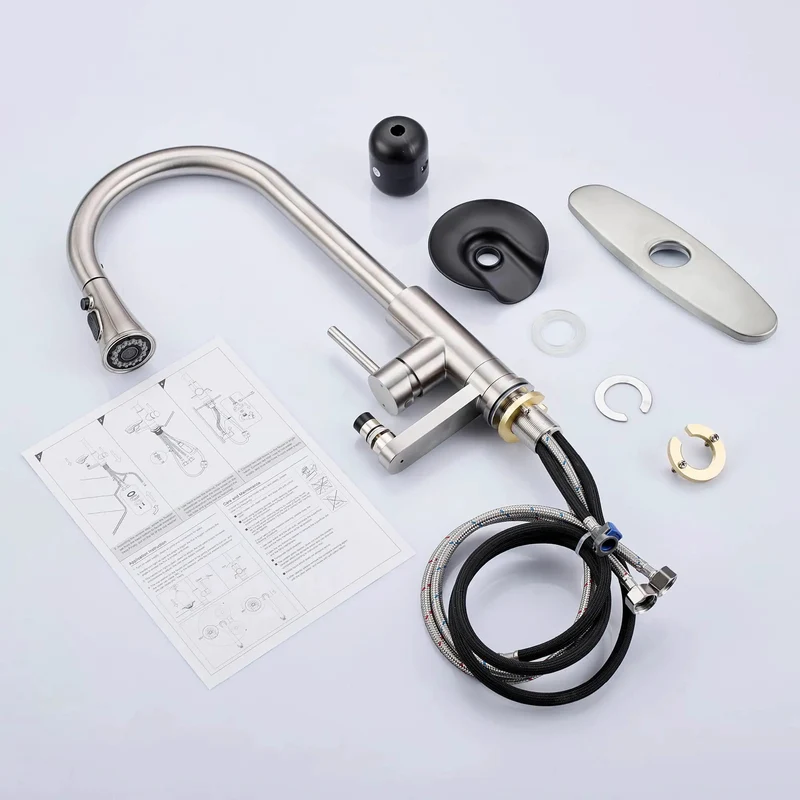 Built Tough High Arc Kitchen Faucet With Integrated Glass Rinser And Pull Out Sprayer Single Handle Sink Mixer Full Rotation Brushed Nickel Finish Zero Sweat Setup Smooth Water Pressure For Your Everyday Kitchen Routine
