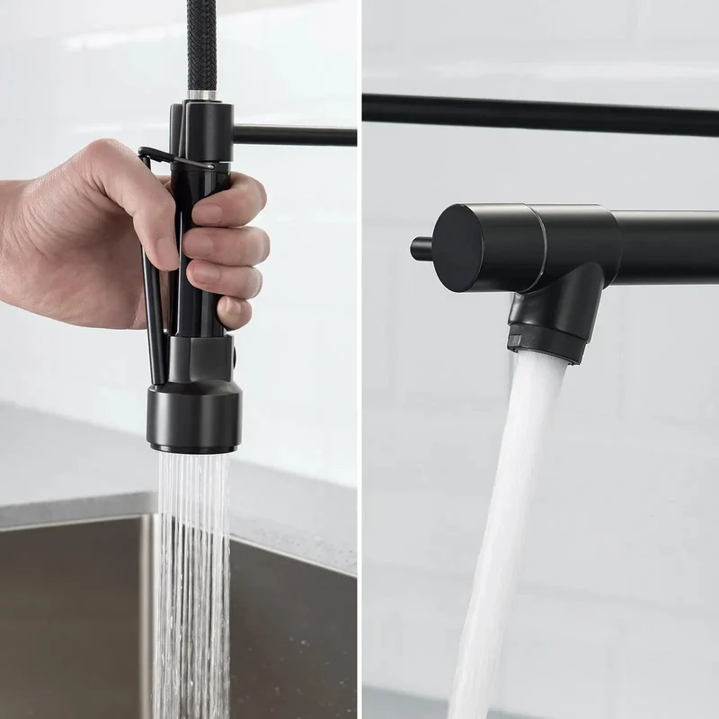 Badass Commercial Kitchen Faucet With Pull Down Sprayer Two Way Spray Toggle Matte Black Rustproof Stainless Steel High Arc Single Lever Handle Easy Install Sink Setup