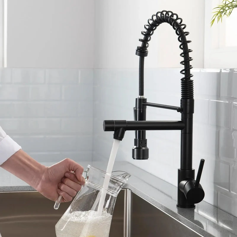 Badass Commercial Kitchen Faucet With Pull Down Sprayer Two Way Spray Toggle Matte Black Rustproof Stainless Steel High Arc Single Lever Handle Easy Install Sink Setup