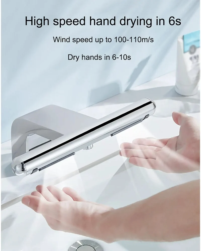 Heavy Duty Automatic Hand Dryer With Motion Sensor And Top Tier Filtration That Blasts Hot Or Cold Jet Air For Lightning Quick Wash And Go Sessions Across Commercial Venues And Home Powder Rooms