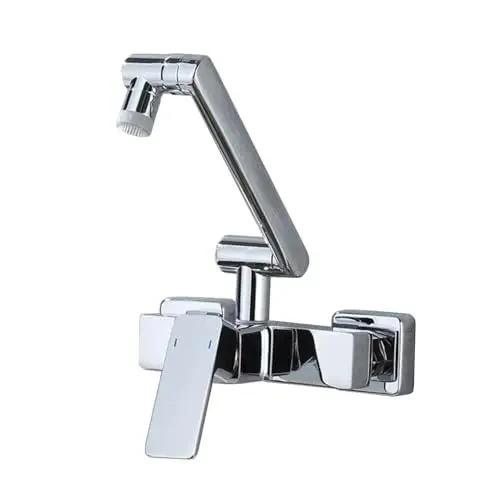 Wall Mounted Kitchen Faucet With Foldable Flex And Dual Spray Modes For Smooth Flow. Heavy Duty Brass Build Ensures Rock Solid Durability. Sleek Black Finish Fits Modern Sinks. 360 Swivel Covers Full Basin. Built Different With Top Shelf Quality.