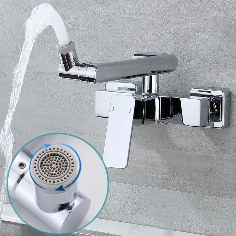Wall Mounted Kitchen Faucet With Foldable Flex And Dual Spray Modes For Smooth Flow. Heavy Duty Brass Build Ensures Rock Solid Durability. Sleek Black Finish Fits Modern Sinks. 360 Swivel Covers Full Basin. Built Different With Top Shelf Quality.
