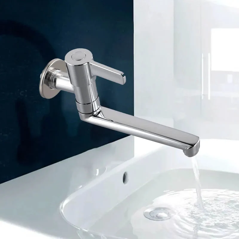 Wall Mount Kitchen Faucet With Cold Water Only Flow, Beefy 304 Stainless Steel Construction, Silky Smooth Swivel Action, Fast Setup For Mop Basins And Utility Sinks Without The Fuss
