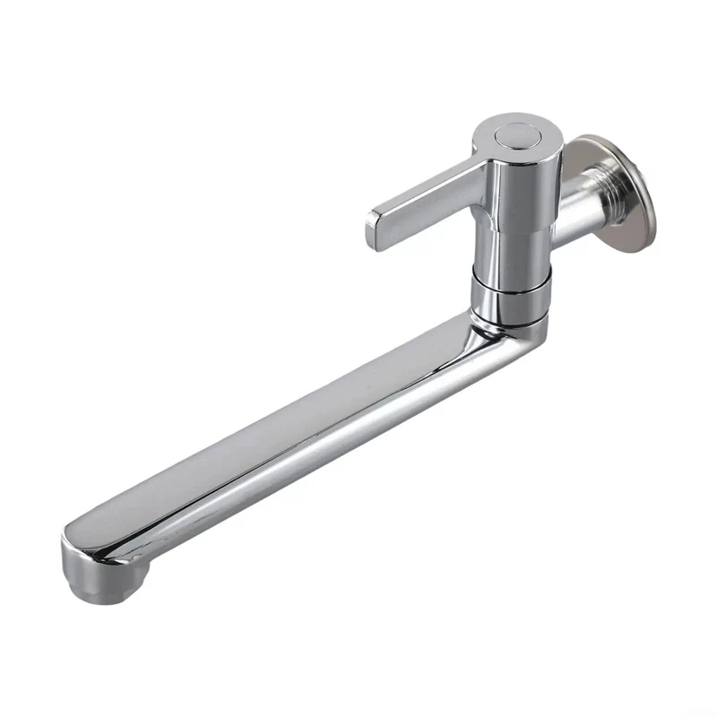 Wall Mount Kitchen Faucet With Cold Water Only Flow, Beefy 304 Stainless Steel Construction, Silky Smooth Swivel Action, Fast Setup For Mop Basins And Utility Sinks Without The Fuss