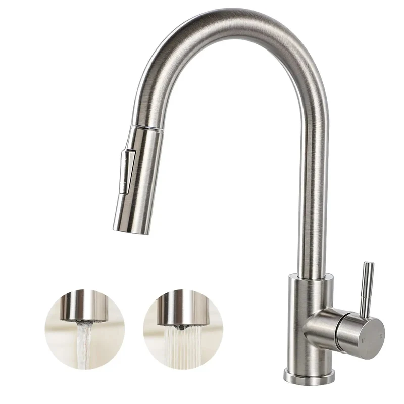 Workhorse Single Handle Kitchen Faucet Boasting Durable Brushed Nickel Stainless Steel Construction And Ergonomic Controls To Get The Job Done Fast While Delivering Major Points For Style And Low Maintenance In Your Daily Grind