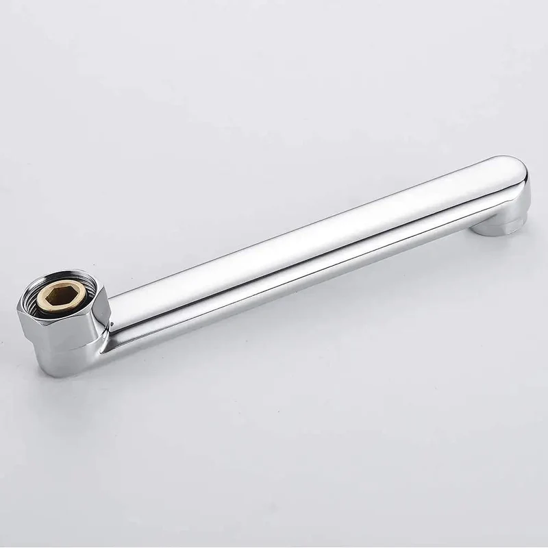 Solid Brass Wall Mount Kitchen Faucet Single Handle Mixer Tap For Sink Or Tub Hot Cold Water Modern Space Saving No Fuss Install Swivel Spout Leak Free Slick Chrome Finish