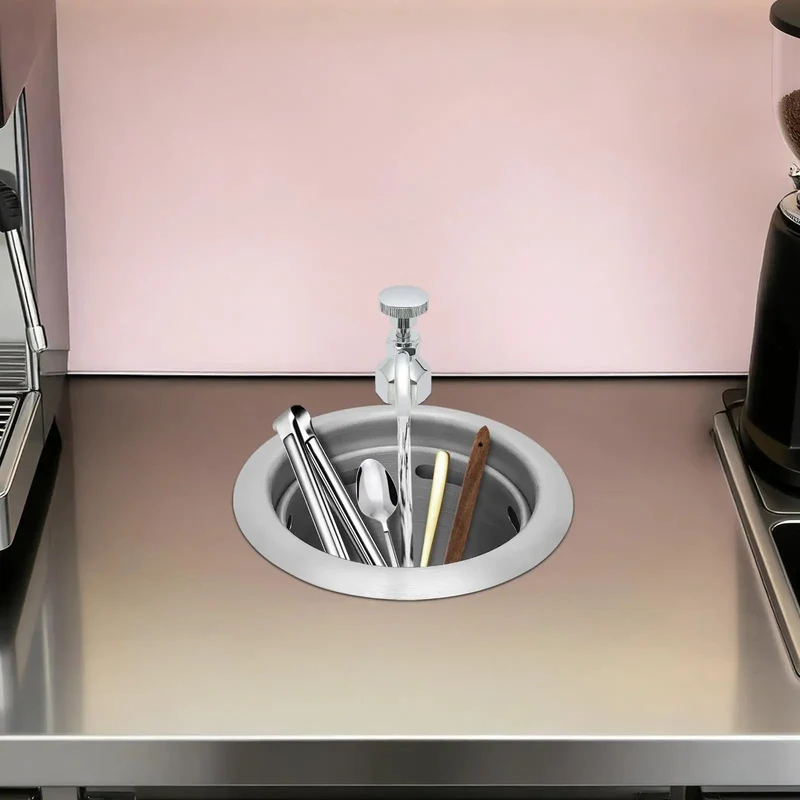 Heavy Duty Dipper Well Faucet And Bowl Set For Commercial Bars, 7X8.5 Inch Washing Tool Assembly For Coffee Spoons And Kitchen Gear, Rock Solid Stainless Build That Handles Daily Grind Without Breaking A Sweat