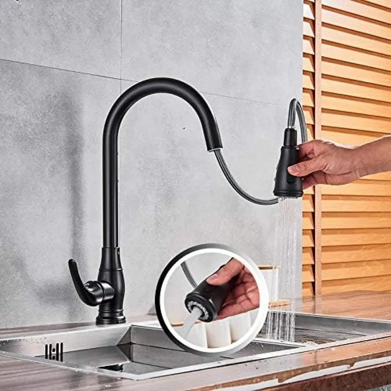 Heavy Duty Matte Black Touchless Kitchen Faucet Single Handle Smart Sensor Mixer Tap Hands Free Touch Control Anti Rust Corrosion Proof Modern Sink Tap