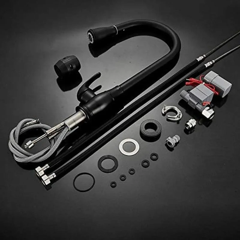 Heavy Duty Matte Black Touchless Kitchen Faucet Single Handle Smart Sensor Mixer Tap Hands Free Touch Control Anti Rust Corrosion Proof Modern Sink Tap