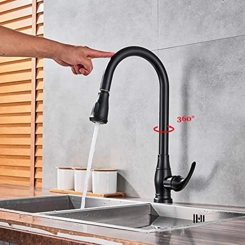 Heavy Duty Matte Black Touchless Kitchen Faucet Single Handle Smart Sensor Mixer Tap Hands Free Touch Control Anti Rust Corrosion Proof Modern Sink Tap