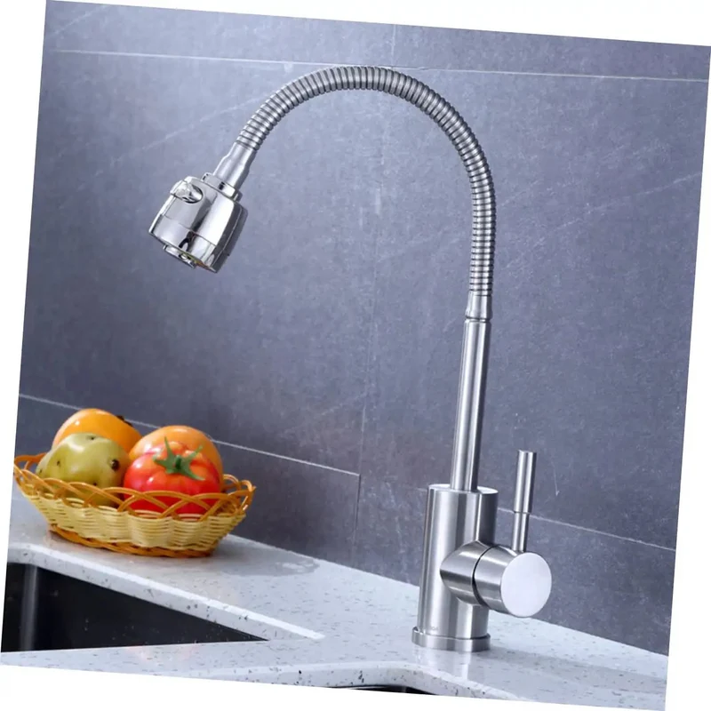 Slick 360 Degree Swivel Kitchen Sink Faucet With Single Handle For Hot And Cold Water Dual Spray Modes Durable Stainless Steel Construction Dead Simple Install