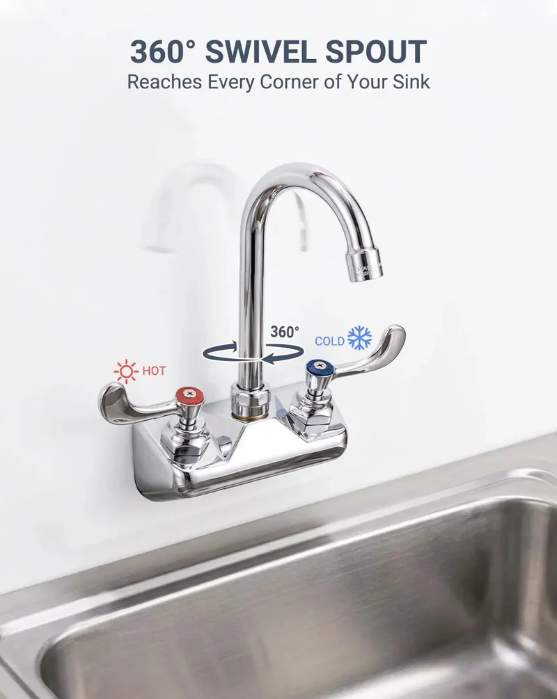 Heavy Duty Brass Wall Mount Kitchen Faucet With A Sleek 3.5 Inch Gooseneck Spout For Zero Sweat Installations And Rock Solid Performance That Really Makes Your Kitchen Pop